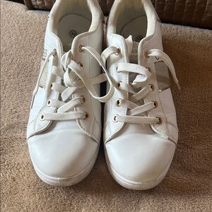 Guess White Sneakers with Gold Details